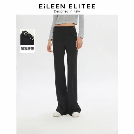 朗姿欧洲EiLEEN ELITEE2025年夏季新款西裤黑色微喇职业长裤气质商品大图