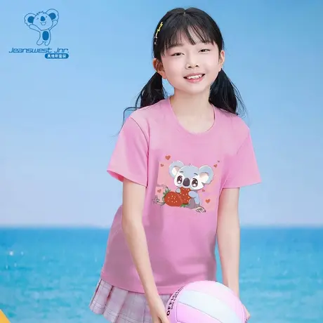 XK真维斯童2025夏季新款男女童同款圆领短袖T恤印花上衣图片