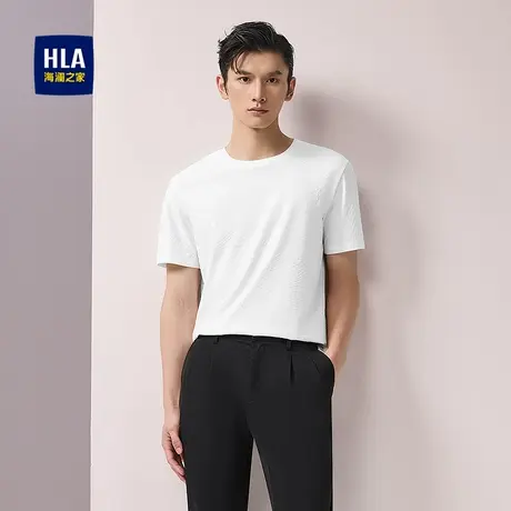 HLA/海澜之家舒适圆领短袖T恤2025春夏新款透气简约微弹上衣男商品大图