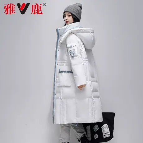 雅鹿官方旗舰店羽绒服女鸭绒中长款休闲工装派克服加厚冬装外套商品大图