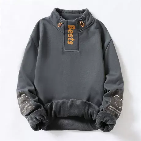 高领男士卫衣秋冬款潮流加绒加厚上衣青少年学生保暖衣服打底衫商品大图