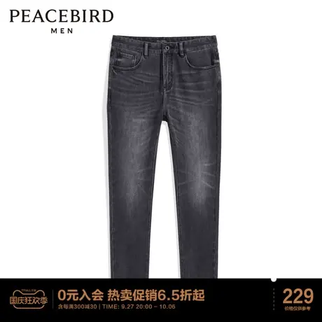 太平鸟男装 灰色复古牛仔裤图片