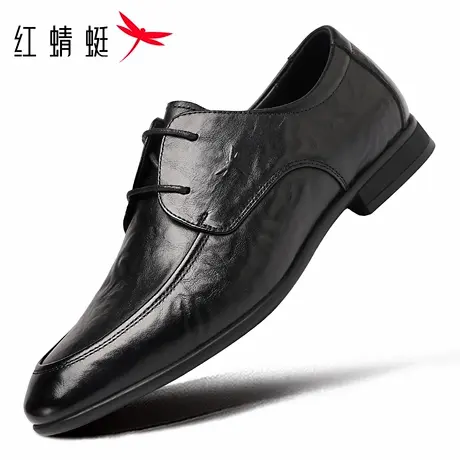 红蜻蜓男鞋新款鞋子男士休闲尖头皮鞋男正装商务真皮牛皮英伦风冬商品大图