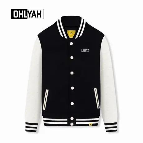 Ohlyah品牌秋冬美式休闲棒球服外套男女同款纯棉学生时尚百搭上衣商品大图