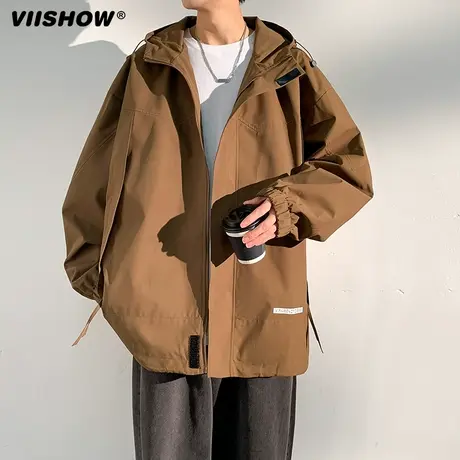 VIISHOW冲锋衣2023秋季新款外套男日系连帽上衣男生宽松百搭夹克商品大图