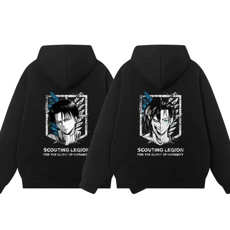 秀洛进击的巨人动漫秋冬连帽卫衣周边二次元兵长调查兵团衣服外套图片