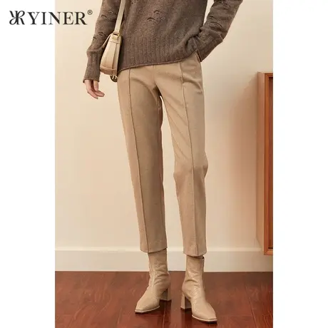 YINER音儿女装冬季简约九分直筒休闲裤商品大图