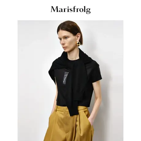 【30周年限定系列】玛丝菲尔夏季黑色圆领时尚刺绣印花T恤图片