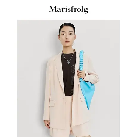 【6A级桑蚕丝】玛丝菲尔春季新款肤粉色日常通勤小西装外套女图片