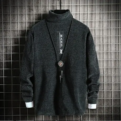 雪尼尔高领毛衣男韩版潮流宽松打底针织衫外穿上衣服秋冬装毛线衣商品大图