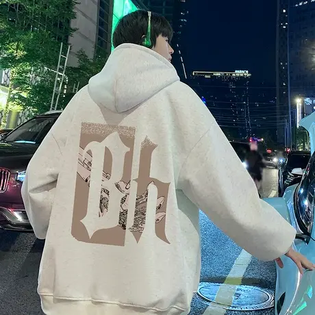 加厚加绒开衫卫衣外套男春秋季重磅美式复古高街拉链连帽宽松潮牌商品大图