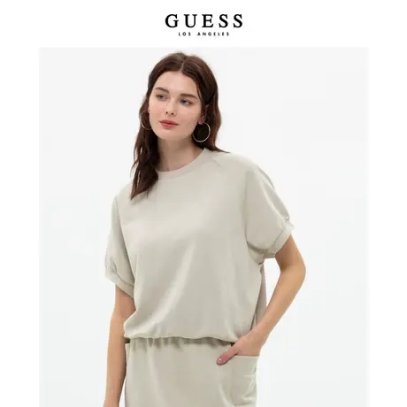 GUESS 新款女士圆领简约插肩袖宽松休闲短袖T恤-Q3PP18K2Q40商品大图