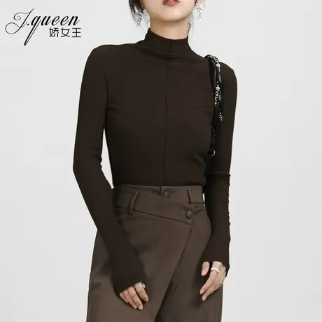 半高领打底衫女秋季新款洋气德绒保暖加厚长袖内搭针织T恤衫上衣商品大图