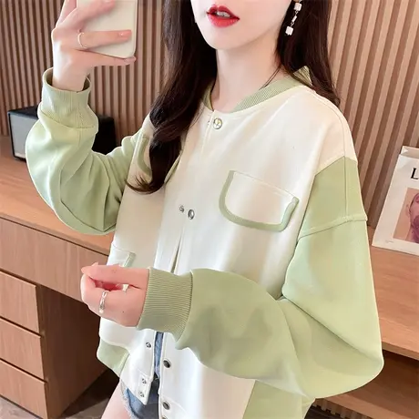 早秋装小香风外套女春秋季韩版宽松薄款小个子撞色棒球服夹克开衫图片