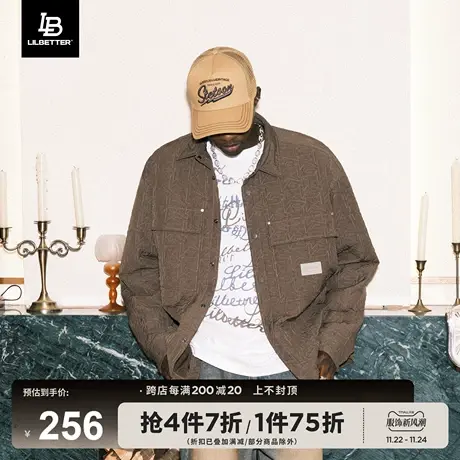 Lilbetter满印棉衣男2023冬季新款工装棉服衬衫式棉袄美拉德外套图片