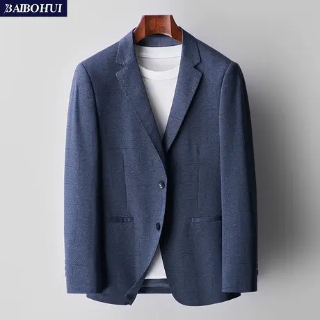 春季新款休闲西装男士外套修身韩版商务格子小西服男潮流帅气上衣商品大图