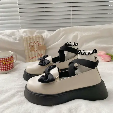 日系jk大头玛丽珍小皮鞋女2023年夏季新款复古可爱圆头Lolita厚底商品大图