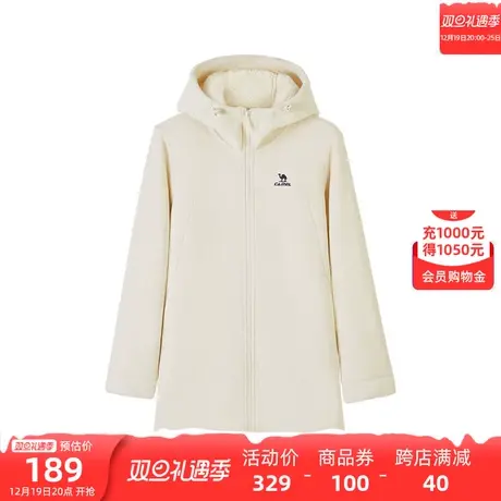 骆驼新款针织连帽加绒外套个性时尚抓绒衣舒适亲肤贴合保暖卫衣女商品大图