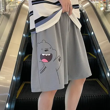 夏季新款印花短裤男潮流休闲运动五分裤子韩版灰色睡裤宽松沙滩裤商品大图