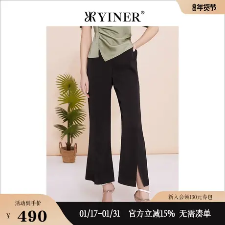 YINER音儿专选女装夏季通勤复古高腰喇叭长裤休闲裤图片