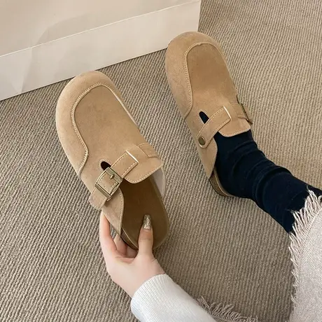 勃肯鞋女包头半拖鞋2024春秋复古休闲鞋配裙子轻便平底防滑女鞋子商品大图