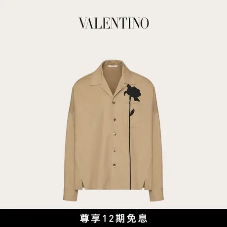 【新品】华伦天奴VALENTINO男士花卉刺绣弹力棉帆布衬衫式夹克图片
