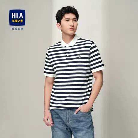 HLA/海澜之家麻烦星球联名系列短袖POLO衫2024春夏新款翻领上衣男图片