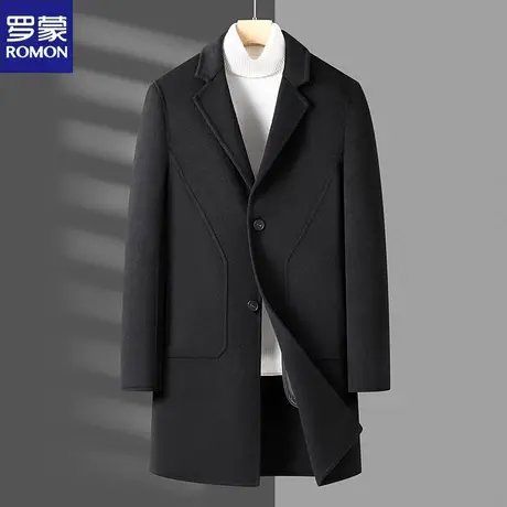 罗蒙手工羊毛双面呢大衣男冬季新款时尚商务休闲风衣中青年呢外套图片