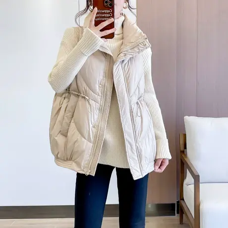 白鸭绒羽绒服马甲女2023新款韩版宽松显瘦百搭加厚立领坎肩背心潮图片