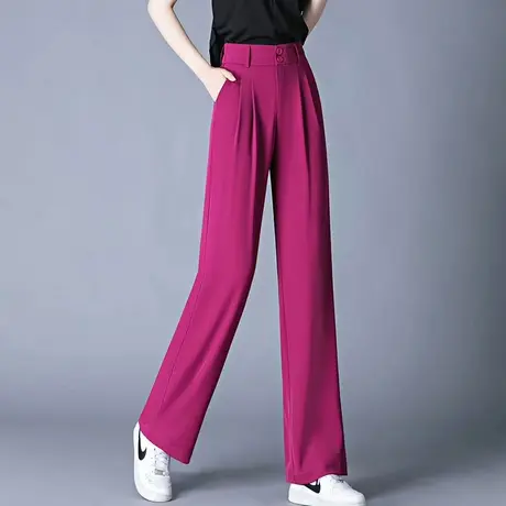 阔腿裤女冰丝西装裤2023夏季新款窄版直筒裤高级垂感显瘦休闲裤商品大图