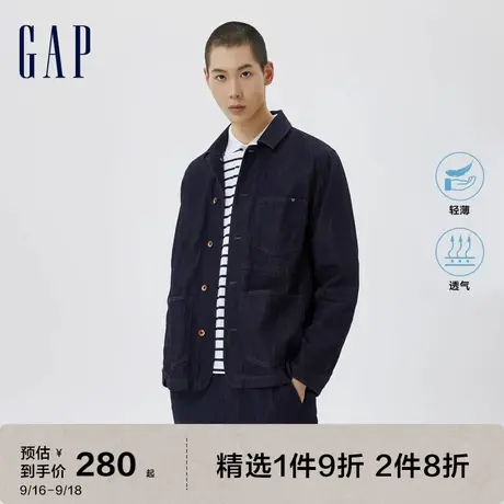 【轻透气系列】Gap男装秋季款棉麻翻领牛仔服夹克602712休闲外套图片