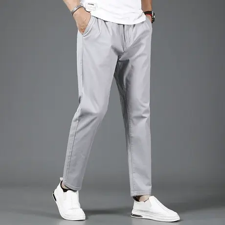 浅灰色九分休闲裤男宽松2023新款夏季薄款九分裤男士裤子直筒9分商品大图