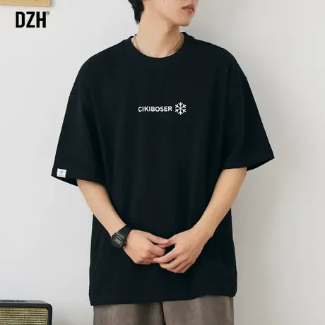 男士黑色短袖男潮牌潮流重磅t恤纯棉衣服半袖男款情侣装夏季体恤商品大图