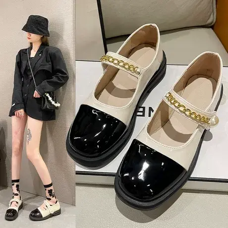 小香风复古玛丽珍鞋2023年四季新款晚晚风温柔鞋仙女鞋配裙子的鞋商品大图