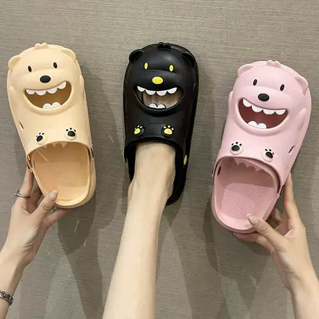 洞洞鞋女外穿2023夏季新款ins潮厚底防滑可爱小熊沙滩包头凉拖鞋商品大图