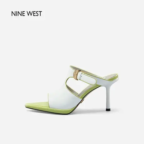 Nine West/玖熙高跟鱼嘴凉鞋女夏季新款微水台真皮外穿尖头拖鞋商品大图