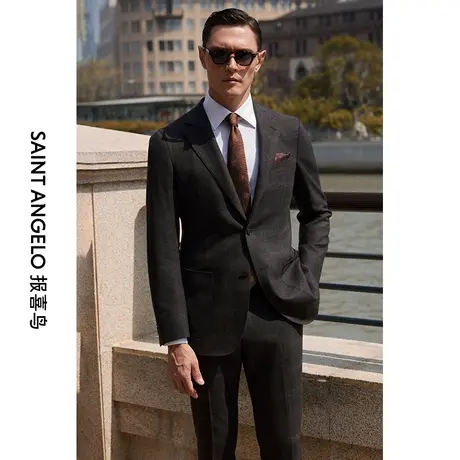 报喜鸟西服定制秋冬意大利DRAGO男羊毛西服套装格纹西装量身定做商品大图