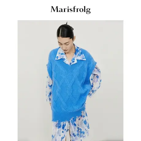 【商场同款】玛丝菲尔夏季湖蓝色小众设计感风衣版型衬衫女商品大图