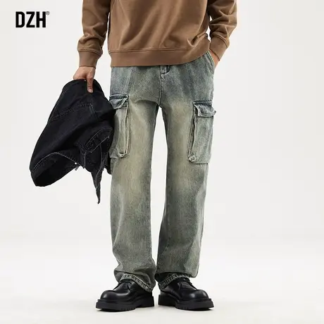 男士复古工装牛仔裤男直筒宽松裤子美式高街潮牌男裤2023新款长裤商品大图