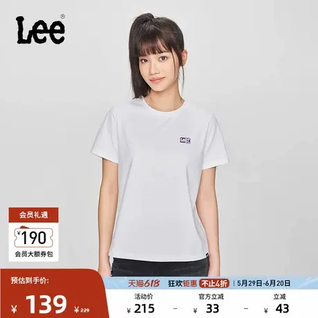 Lee25春夏新品标准版圆领小Logo印花女短袖T恤休闲LWT0098644LE图片