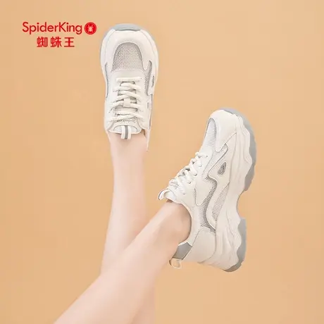 蜘蛛王老爹鞋女夏季2025新款女鞋网面透气轻便厚底增高休闲运动鞋商品大图
