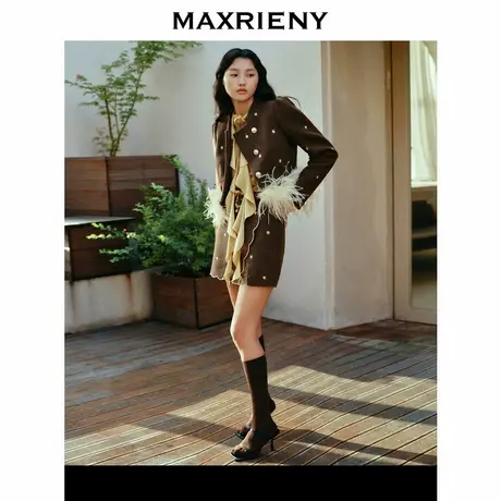 【奥莱】MAXRIENY复古宫廷绣花开衩半裙图片