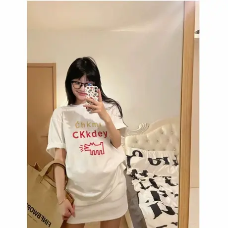 重磅白色短袖t恤女夏季2025新款oversize设计感小众纯棉宽松上衣图片