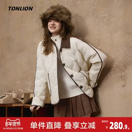 唐狮冬季羽绒服女白色2024新款菱格90绒羽绒外套今年流行超好看图片