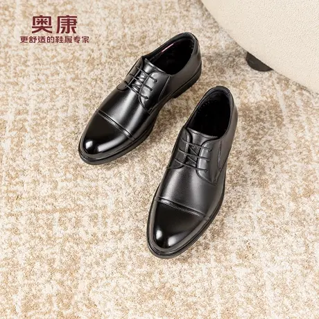 奥康 男鞋2025冬季新款正装皮鞋加绒保暖商务透气通勤德比鞋商品大图