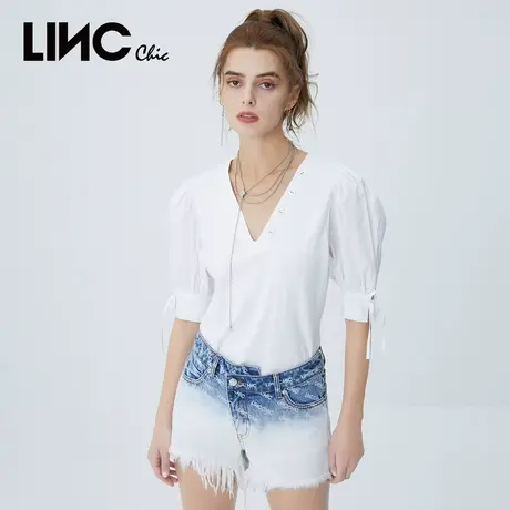LINCCHIC金羽杰衬衫女甜酷复古宫廷感系带小衫上衣女S222FK397商品大图