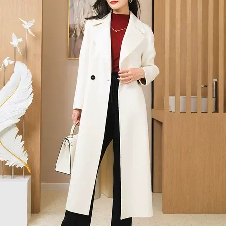 双面呢羊绒大衣女2023年秋冬新款时尚气质修身显瘦中长款羊毛外套图片