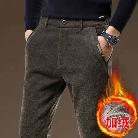 冬天冬季外穿保暖抗寒休闲裤子秋冬款加绒加厚西裤男装2023年新款商品大图