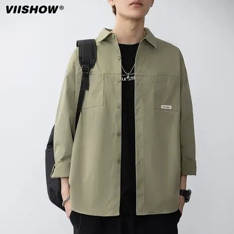 VIISHOW百搭痞帅工装衬衫男士春秋季男宽松cityboy休闲衬衣外套潮商品大图