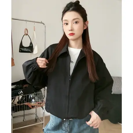 尔给小众独特别致小上衣美式黑色短款外套女春秋2023新款小个子图片